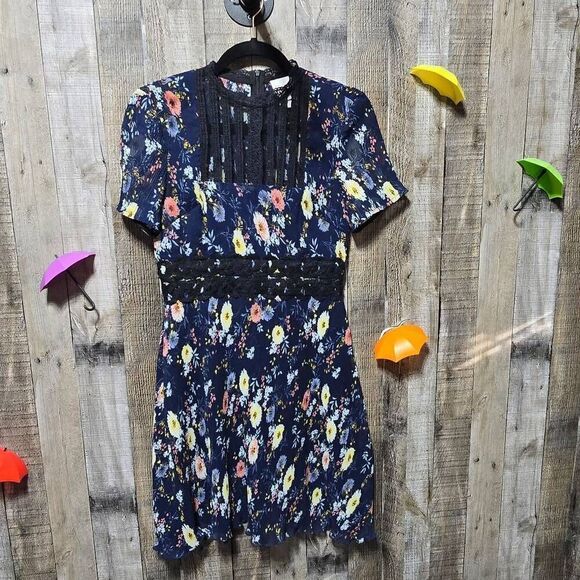Anthropologie Foxiedox Navy Floral Andora Skater Dress - Picture 2 of 5